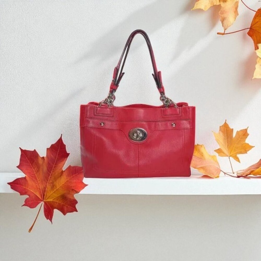 COACH Penelope red satchel /shoulder bag turnlock